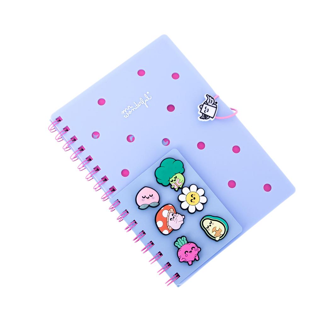 Conjunto de caderno A5 com pins - Azul Mr. Wonderful - Papelaria Encantada