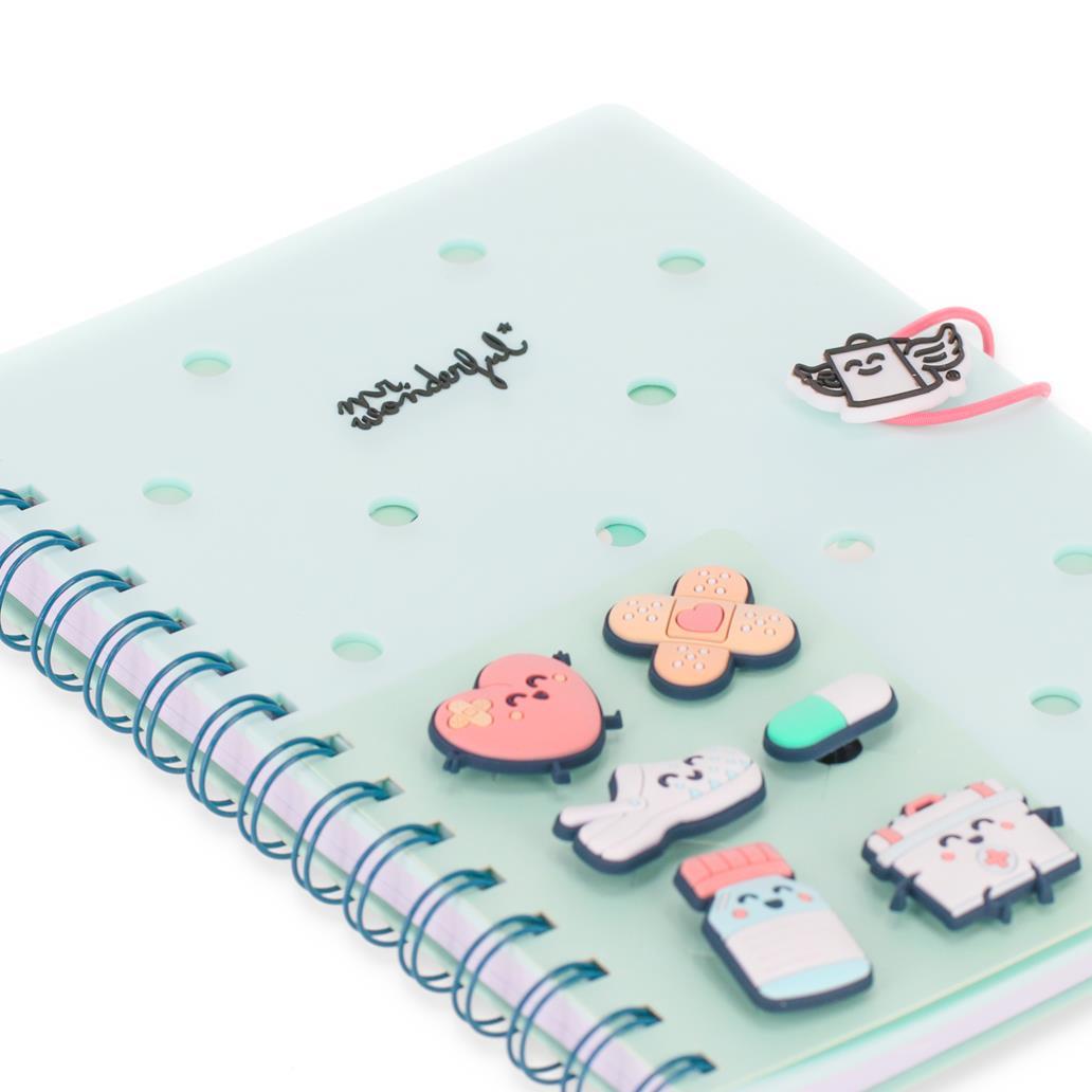 Conjunto de Caderno A5 com Pins - Para o pessoal de Saúde - Mr. Wonderful - Papelaria Encantada