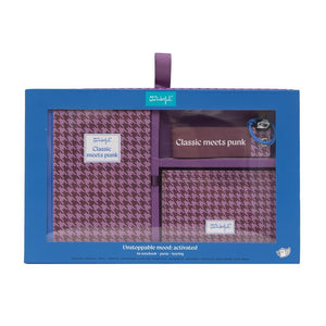 Conjunto de caderno A6 + porta - moedas + porta - chaves - Pied de poule Mr.Wonderful - Papelaria Encantada