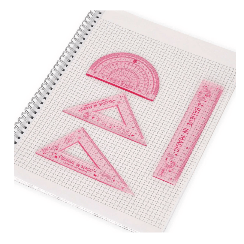 Conjunto de geometria Unicórnio - Você arrasa! Legami - Papelaria Encantada
