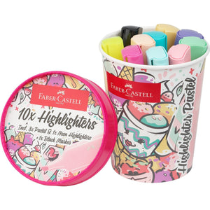 Copo Gelado Textmarker TL C/ 10 unidades Faber - Castell cores pastel - Papelaria Encantada