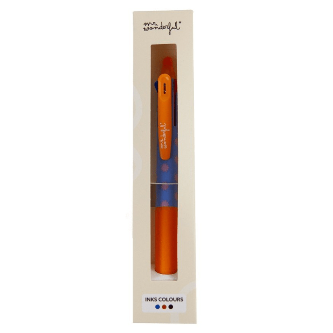 Esferográfica Multicolor Apagável 3 cores - Azul Mr.wonderful - Papelaria Encantada