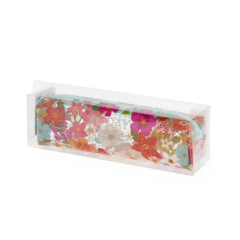 Estojo transparente Flores - Papelaria Encantada