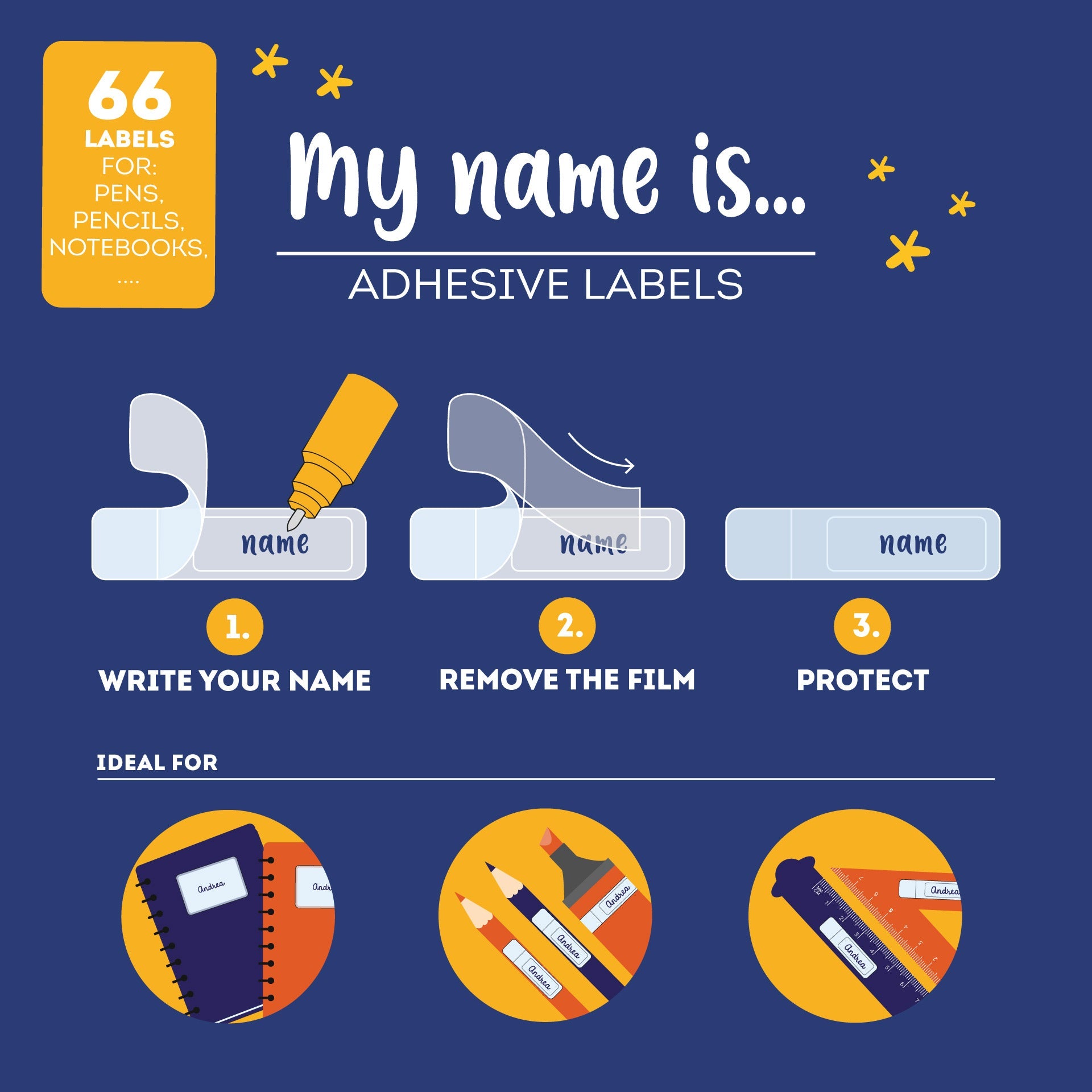 Etiquetas Autocolantes com Película Protetora Legami - Espaço - Papelaria Encantada