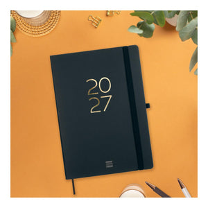 Agenda diária Finocam Capri preta 2027 B5 176 × 250 mm