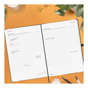Agenda diária Finocam Capri preta 2027 B5 176 × 250 mm