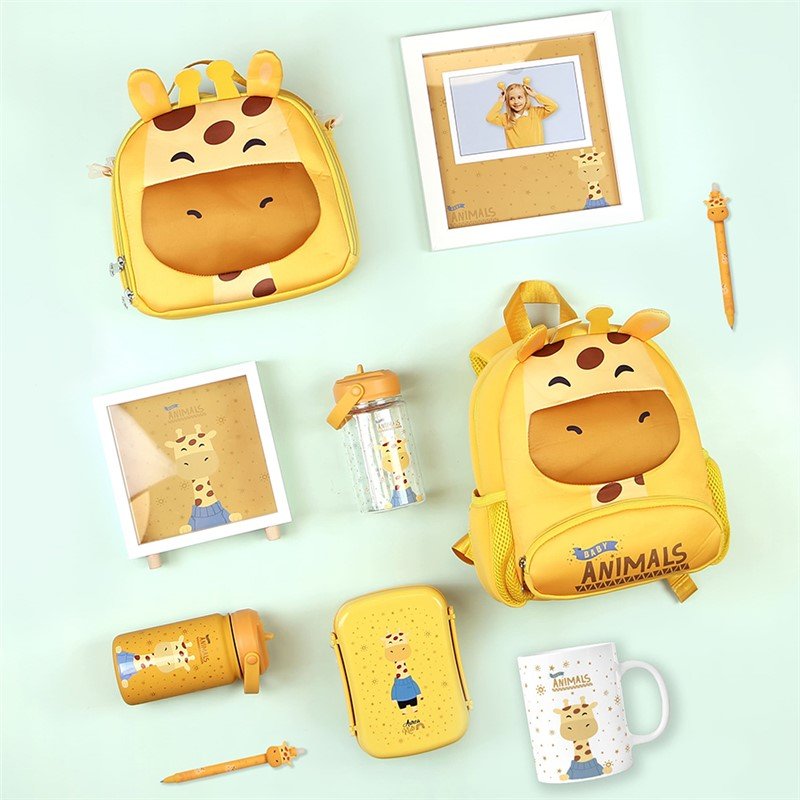 Garrafa de plástico 330ml Aurea kids - Girafa - Papelaria Encantada