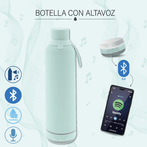 Garrafa térmica 600ML com coluna bluetooth - Mint Capivara time - Papelaria Encantada