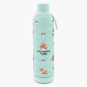 Garrafa térmica 600ML com coluna bluetooth - Mint Capivara time - Papelaria Encantada