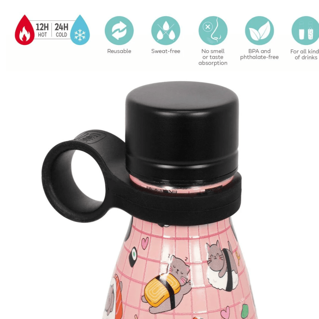 Garrafa térmica Gato Sushi 500ml Legami - Papelaria Encantada
