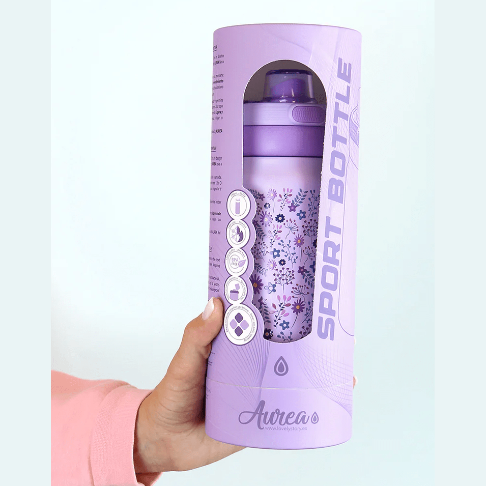 Garrafa térmica Sport - Lilac - Floral Vibes 750ML - Papelaria Encantada
