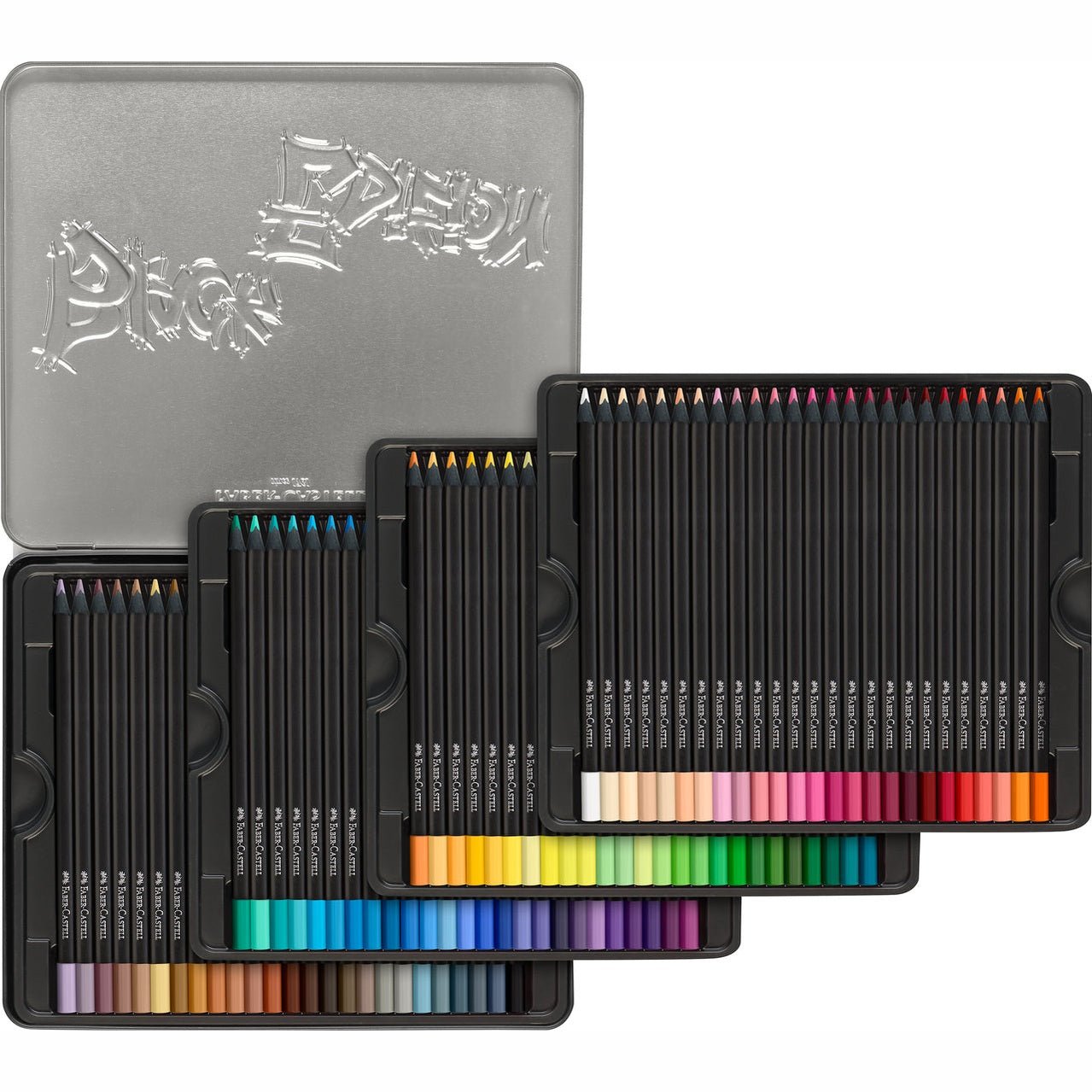 Lápis de cor Black-edition Faber-Castell caixa metálica 100 - Papelaria Encantada