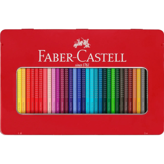 Lápis de Cor Faber - Castell Grip Caixa Metálica 36 Cores - Papelaria Encantada