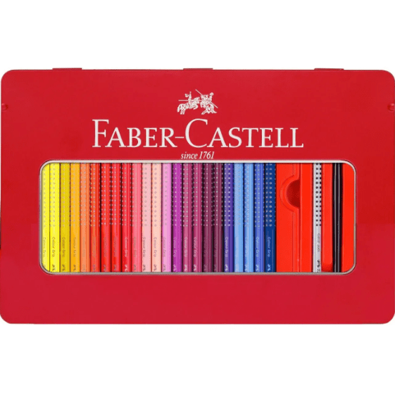 Lápis de cor Grip Faber - Castell cx de 48 c/ caixa metálica - Papelaria Encantada