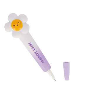 Caneta de gel Legami Squeezies Daisy com margarida e tampa lilás