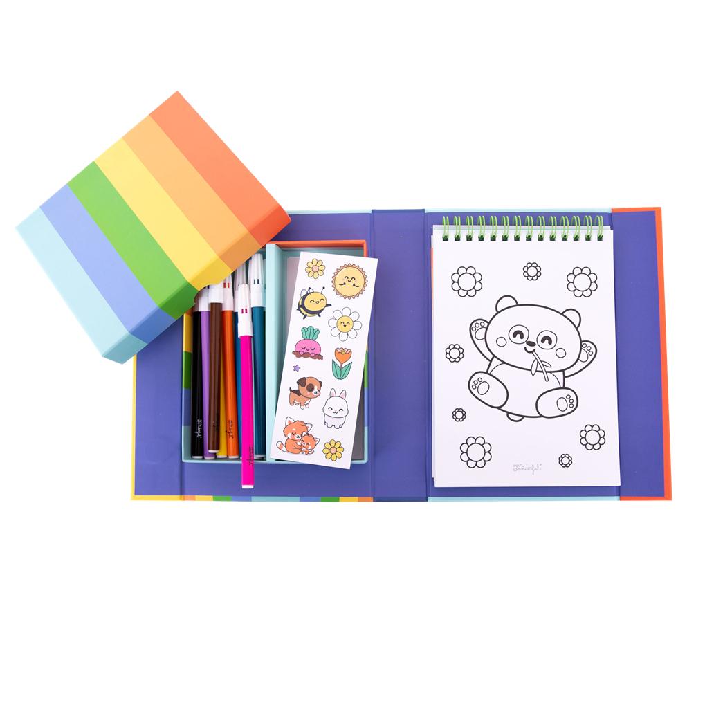 Livro de colorir + canetas de cor + autocolantes - Add some colour to life Mr. wonderful - Papelaria Encantada