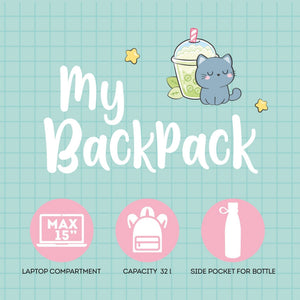 Mochila Legami Gato Bubble Tea - Papelaria Encantada