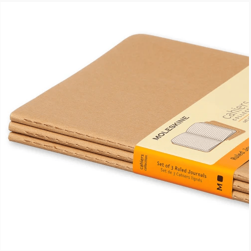 Moleskine Cahier Kraft conjunto de 3 13x21 pautado - Papelaria Encantada
