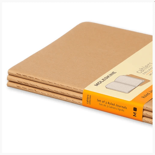 Moleskine Cahier Kraft conjunto de 3 cadernos pautados 9x14 - Papelaria Encantada