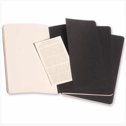 Moleskine Cahier Preto Conjunto de 3 13x21 liso - Papelaria Encantada