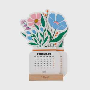 Mini Calendário com Base de Madeira 2027 Flowers - Mr. Wonderful