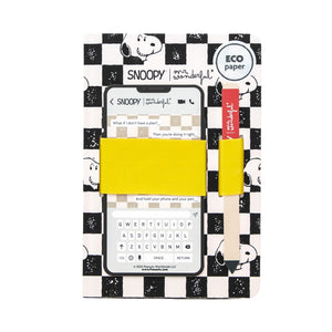 Caderno A5 com suporte para telemóvel Snoopy - There’s a good feeling to be had from sharing — vista principal