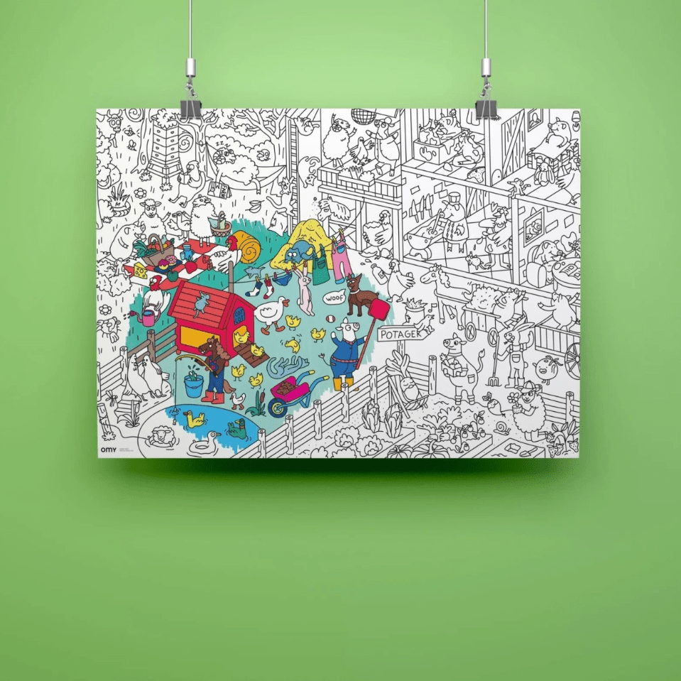 Omy Farm - Poster gigante para colorir - Papelaria Encantada