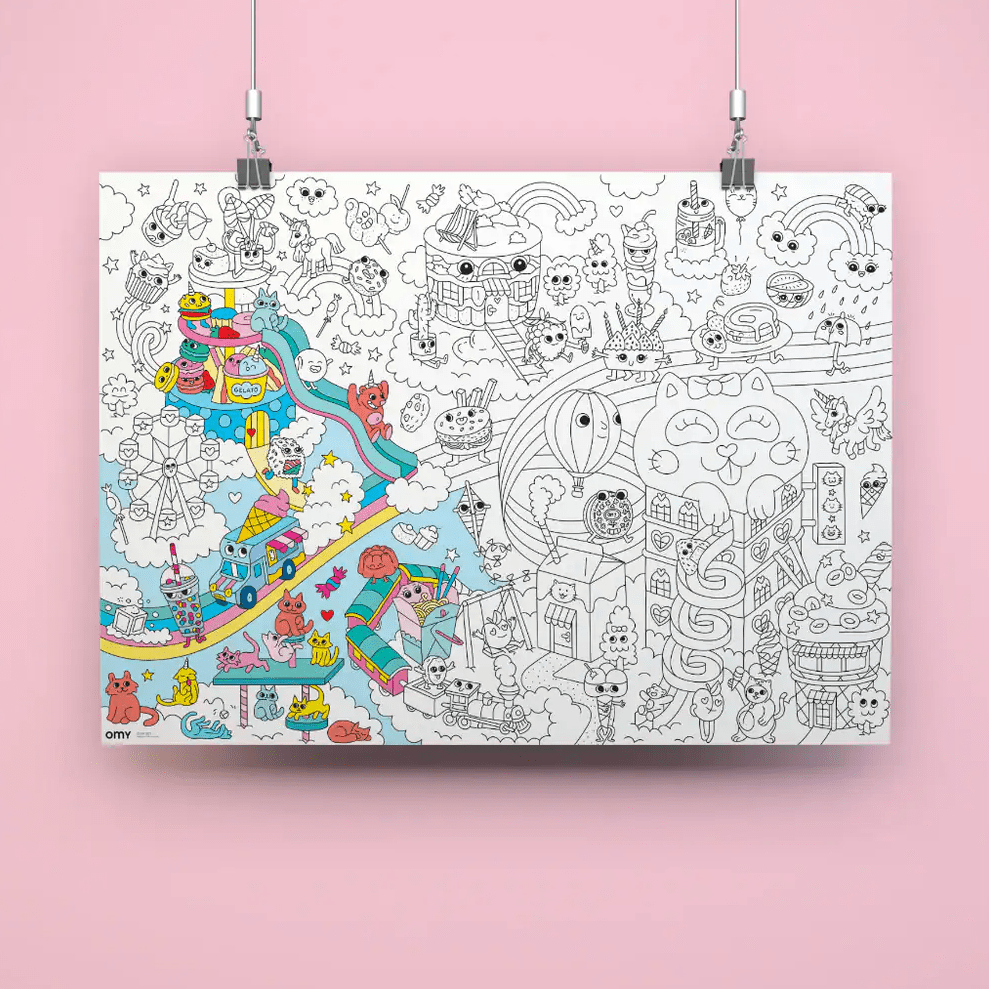Omy Kawai - Poster gigante para colorir - Papelaria Encantada