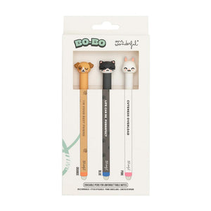 Pack 3 canetas apagáveis Bo - bo para notas sem par - Cão, gato e coelho Mr Wonderful - Papelaria Encantada