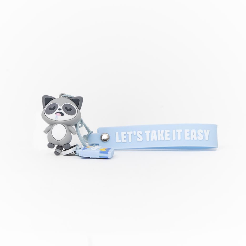 Porta - chaves com Pendentes Guaxinim Lazy - Lets take it easy - Mr. Wonderful - Papelaria Encantada
