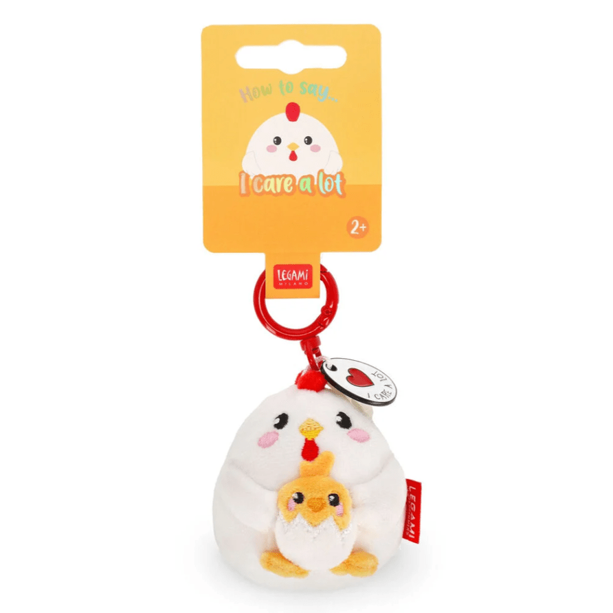 Porta - chaves de peluche galinha - Pequeno e super macio! - Papelaria Encantada
