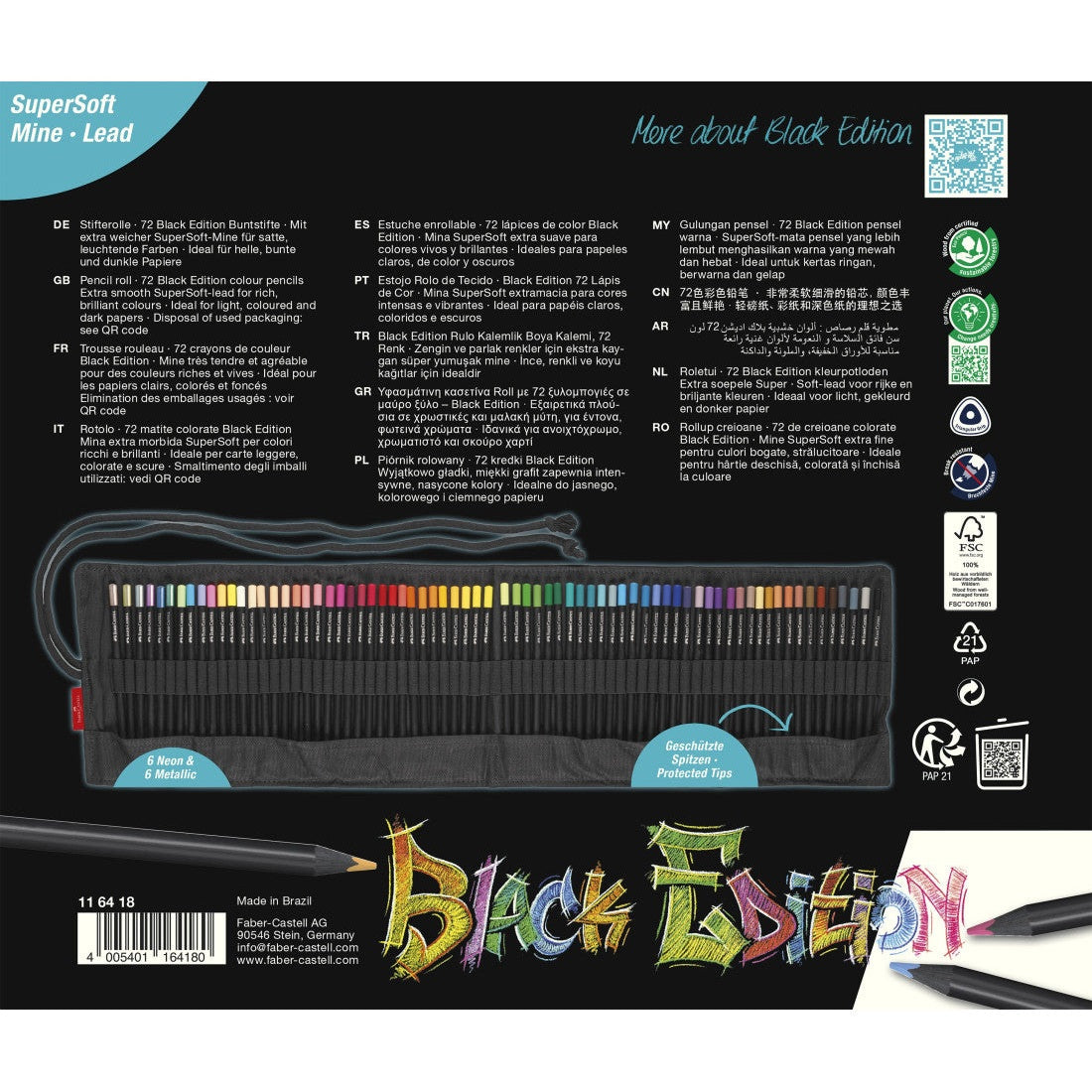 Rolo Lápis Cor Faber-Castell Black Edition Super Soft C/72