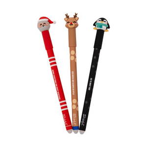 Set de 3 esferográficas apagáveis Bo - Bo - Pai Natal, pinguim e rena Mr. Wonderful - Papelaria Encantada