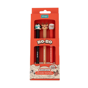Set de 3 esferográficas apagáveis Bo - Bo - Pai Natal, pinguim e rena Mr. Wonderful - Papelaria Encantada