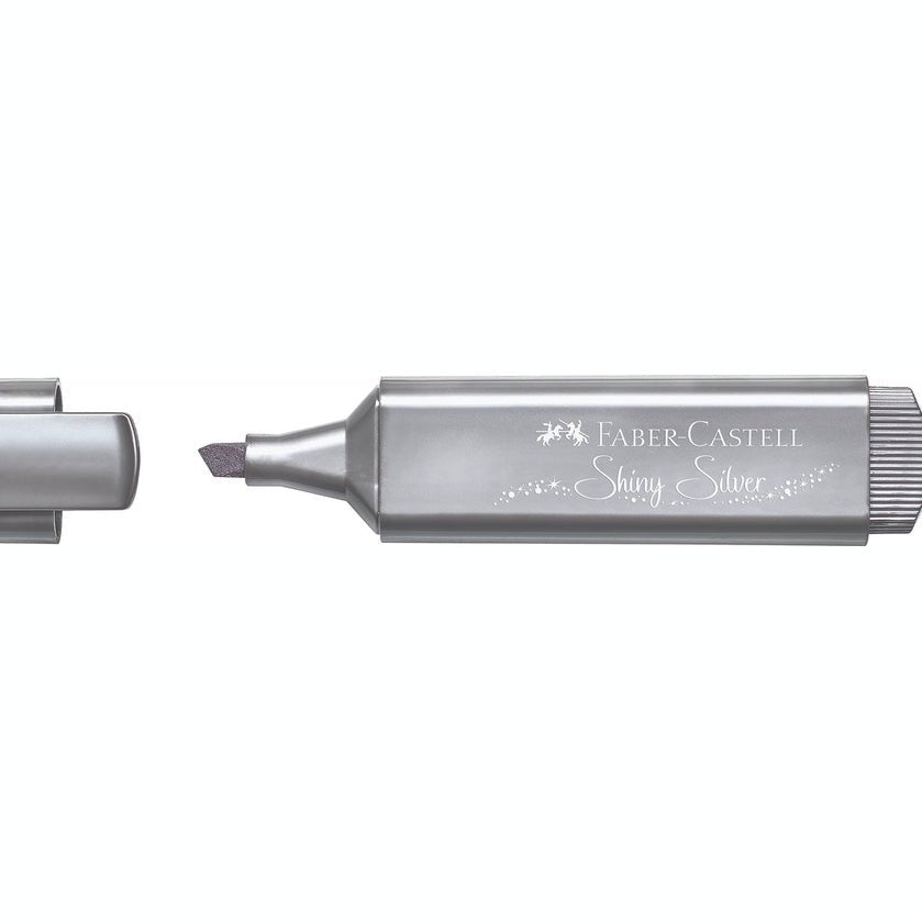 Sublinhador Faber-Castell Textliner Metálico Prateado - Papelaria Encantada