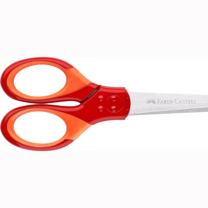 Tesoura Faber-Castell Grip com proteção L+R Vermelha - Papelaria Encantada