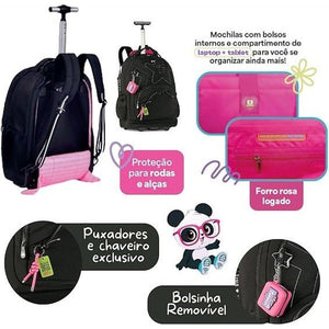 Trolley Luluca Rosa 48cm - Papelaria Encantada