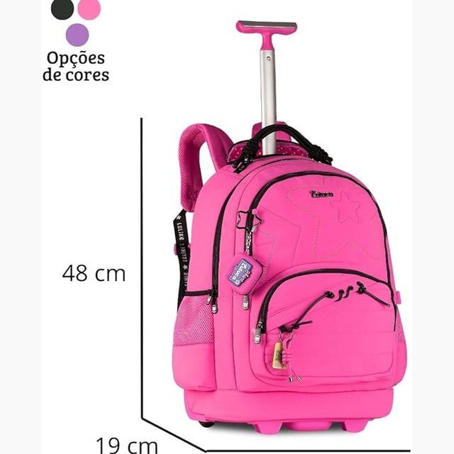 Trolley Luluca Rosa 48cm - Papelaria Encantada