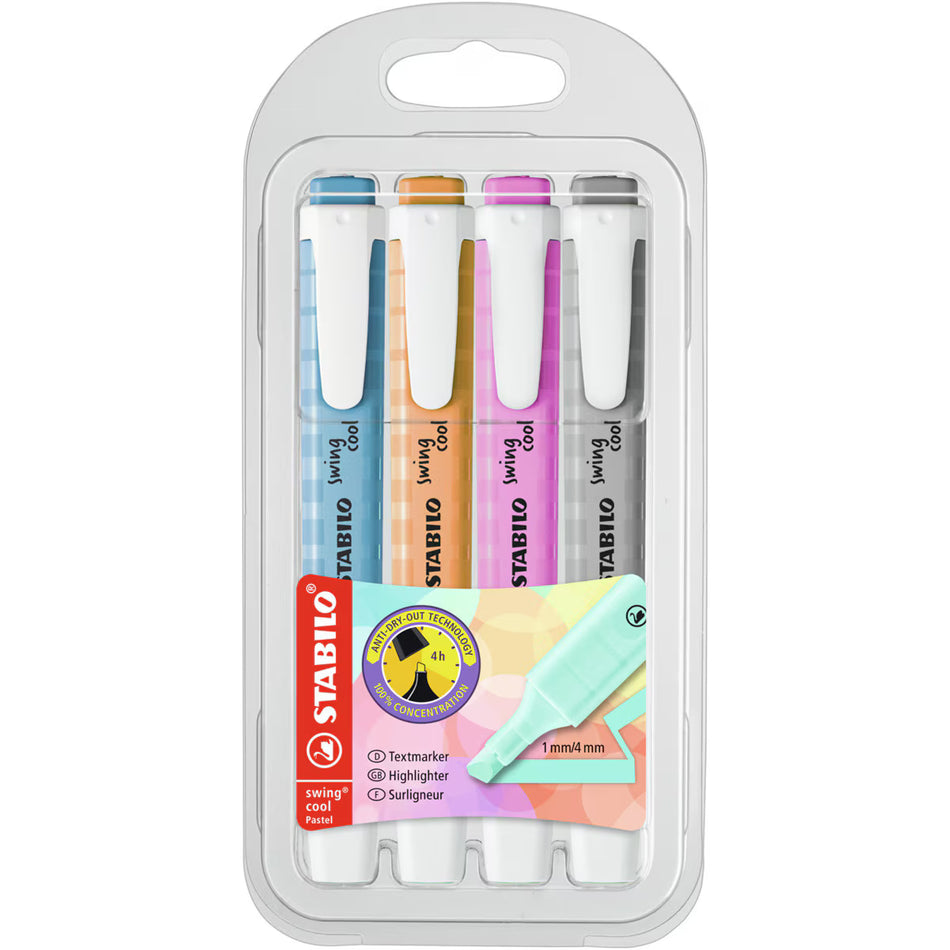 Conjunto 4 sublinhadores Stabilo swing cool pastel
