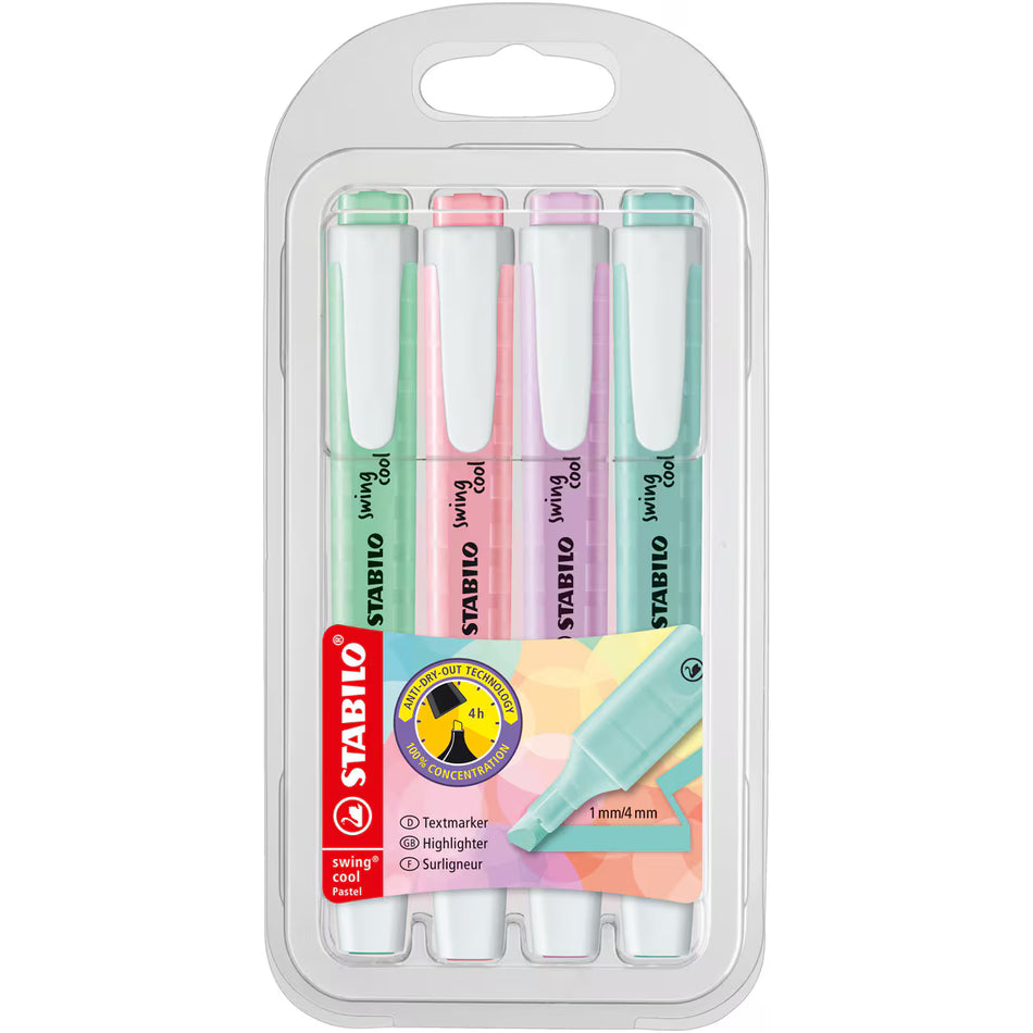 Conjunto 4 sublinhadores Stabilo swing cool pastel
