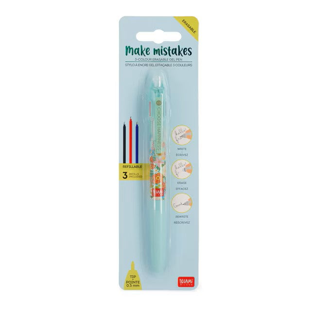 Caneta 3 cores apagável - Papelaria Encantada