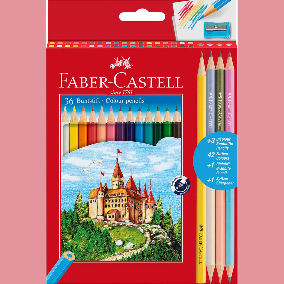 Lapis de cor faber-Castell cx 36+3 bicolor+1 lápis grafite