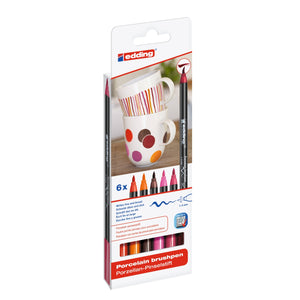 Conjunto edding 4200 Warm de 6 marcadores para porcelana e cerâmica, em cores quentes