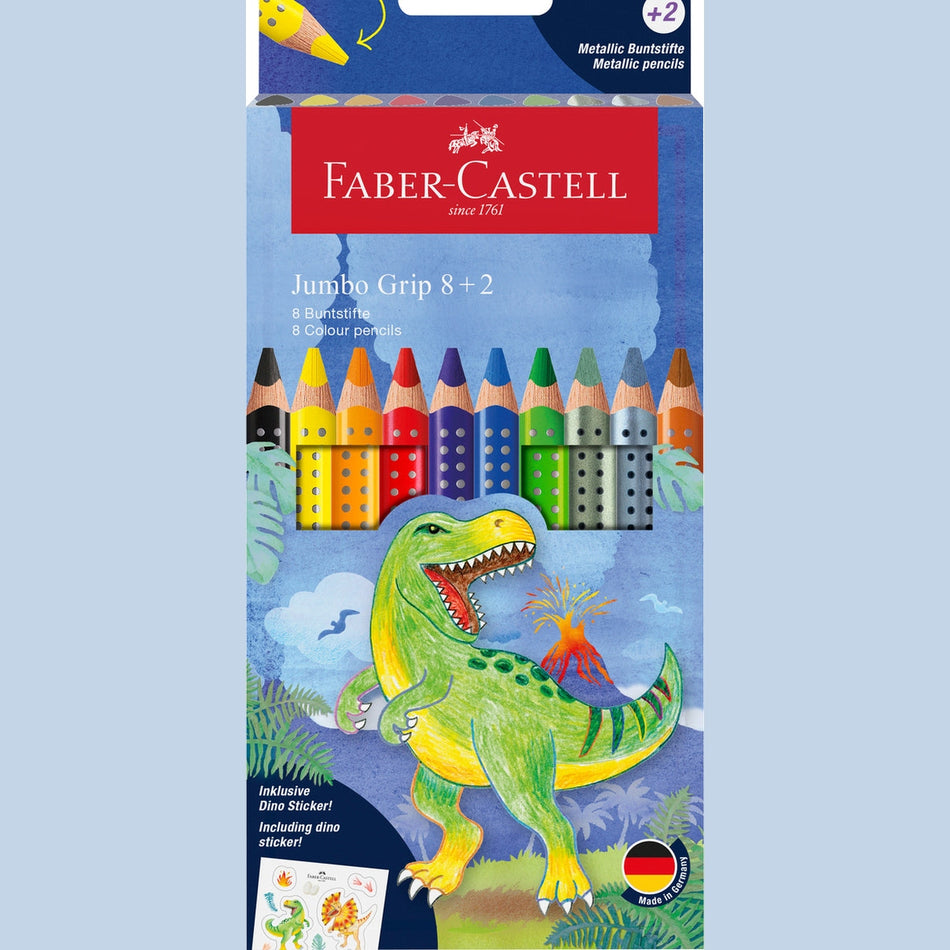 Lápis de Cor Faber-Castell Aquareláveis Jumbo Grip cx 8+2 Metálico