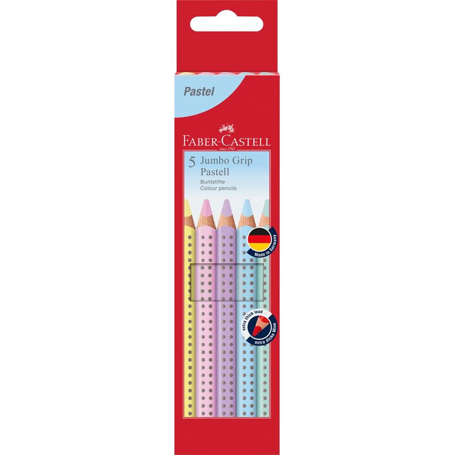 Lápis de cor Faber-Castell Jumbo Grip Pastel — 5 cores