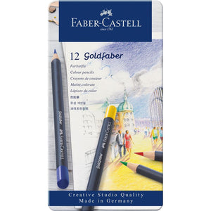 Lápis de cor Faber-Castell Goldfaber — caixas metálicas — 12 cores