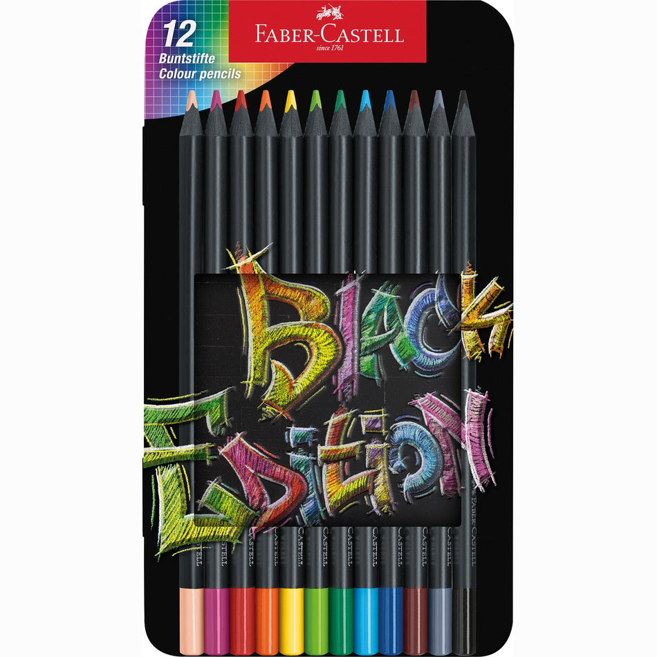 Lápis de cor Black-edition Faber-Castell caixa metálica 12