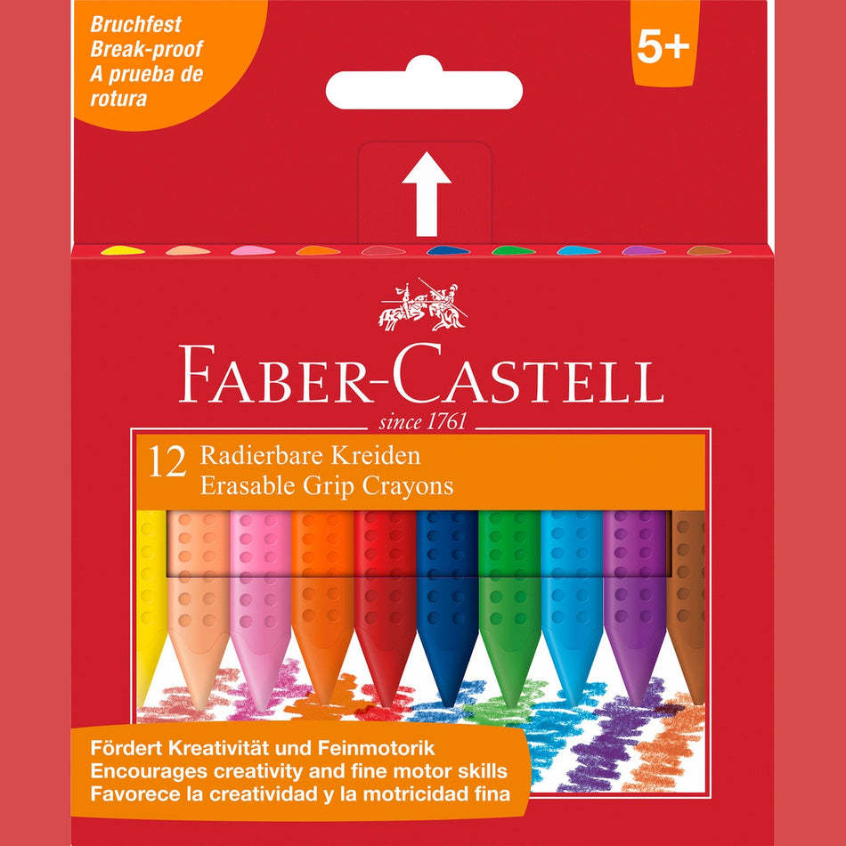 Lápis de cera apagável Faber-Castell Grip triangular 12 cores