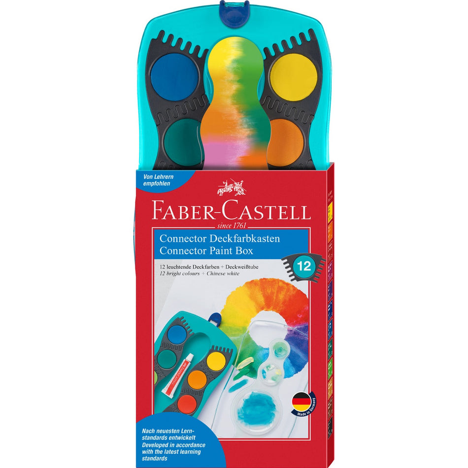 Aguarelas Connector Faber-Castell 12 cores caixa turquesa
