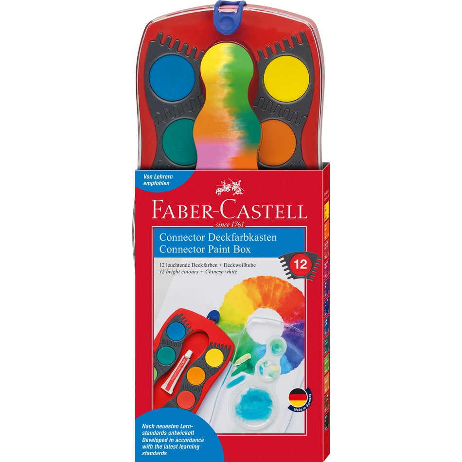 Aguarelas Connector Faber-Castell 12 cores caixa vermelha